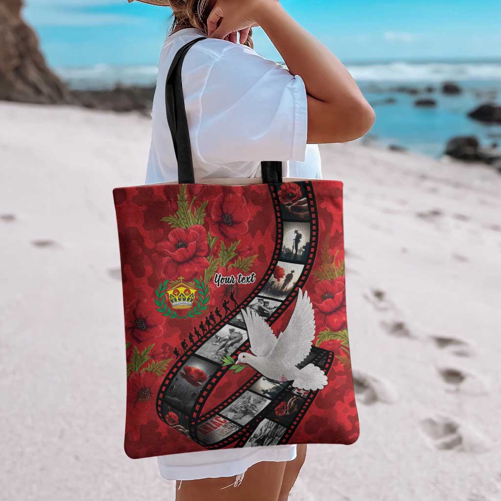 Personalised Tonga ANZAC 1915-2026 Filmstrip Tote Bag Lest We Forget 25 April LT9 - Polynesian Pride