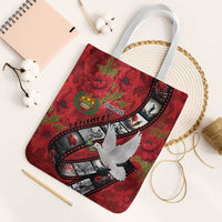 Personalised Tonga ANZAC 1915-2026 Filmstrip Tote Bag Lest We Forget 25 April LT9 White Strap One Size Red - Polynesian Pride