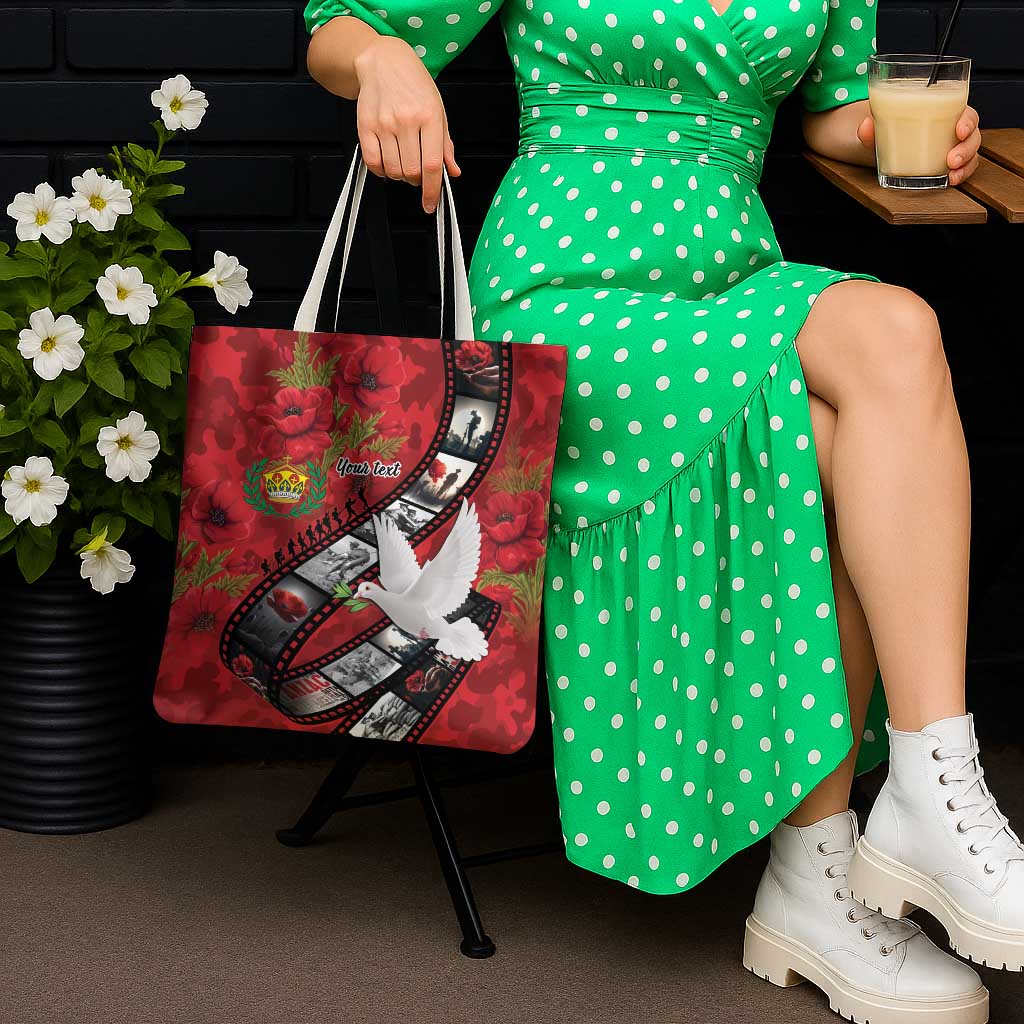 Personalised Tonga ANZAC 1915-2026 Filmstrip Tote Bag Lest We Forget 25 April LT9 - Polynesian Pride