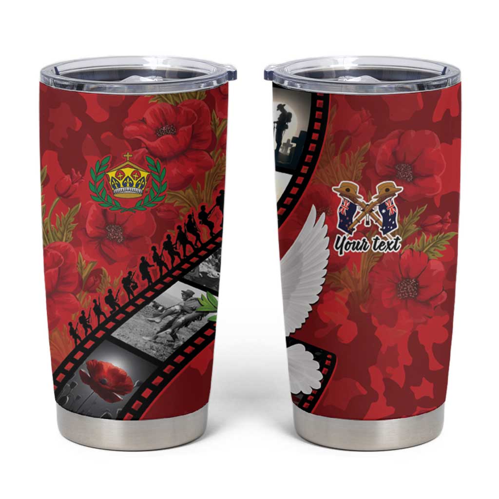 Personalised Tonga ANZAC 1915-2026 Filmstrip Tumbler Cup Lest We Forget 25 April LT9 Red - Polynesian Pride