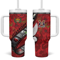 Personalised Tonga ANZAC 1915-2026 Filmstrip Tumbler With Handle Lest We Forget 25 April LT9 One Size: 40 oz Red - Polynesian Pride