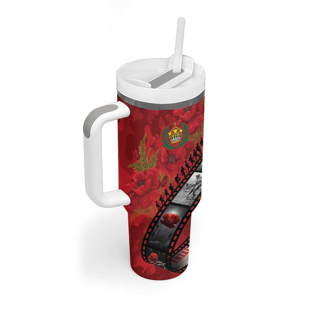 Personalised Tonga ANZAC 1915-2026 Filmstrip Tumbler With Handle Lest We Forget 25 April LT9 - Polynesian Pride