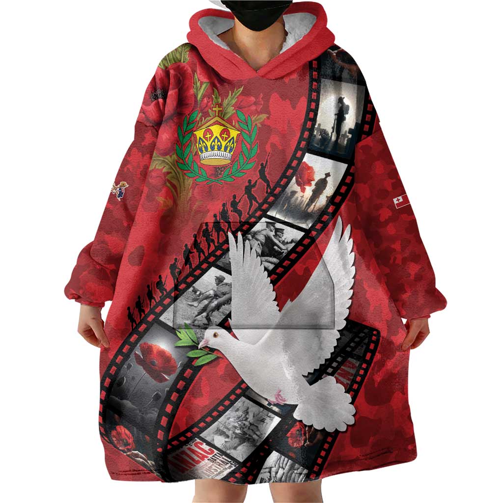 Personalised Tonga ANZAC 1915-2026 Filmstrip Wearable Blanket Hoodie Lest We Forget 25 April LT9 - Polynesian Pride