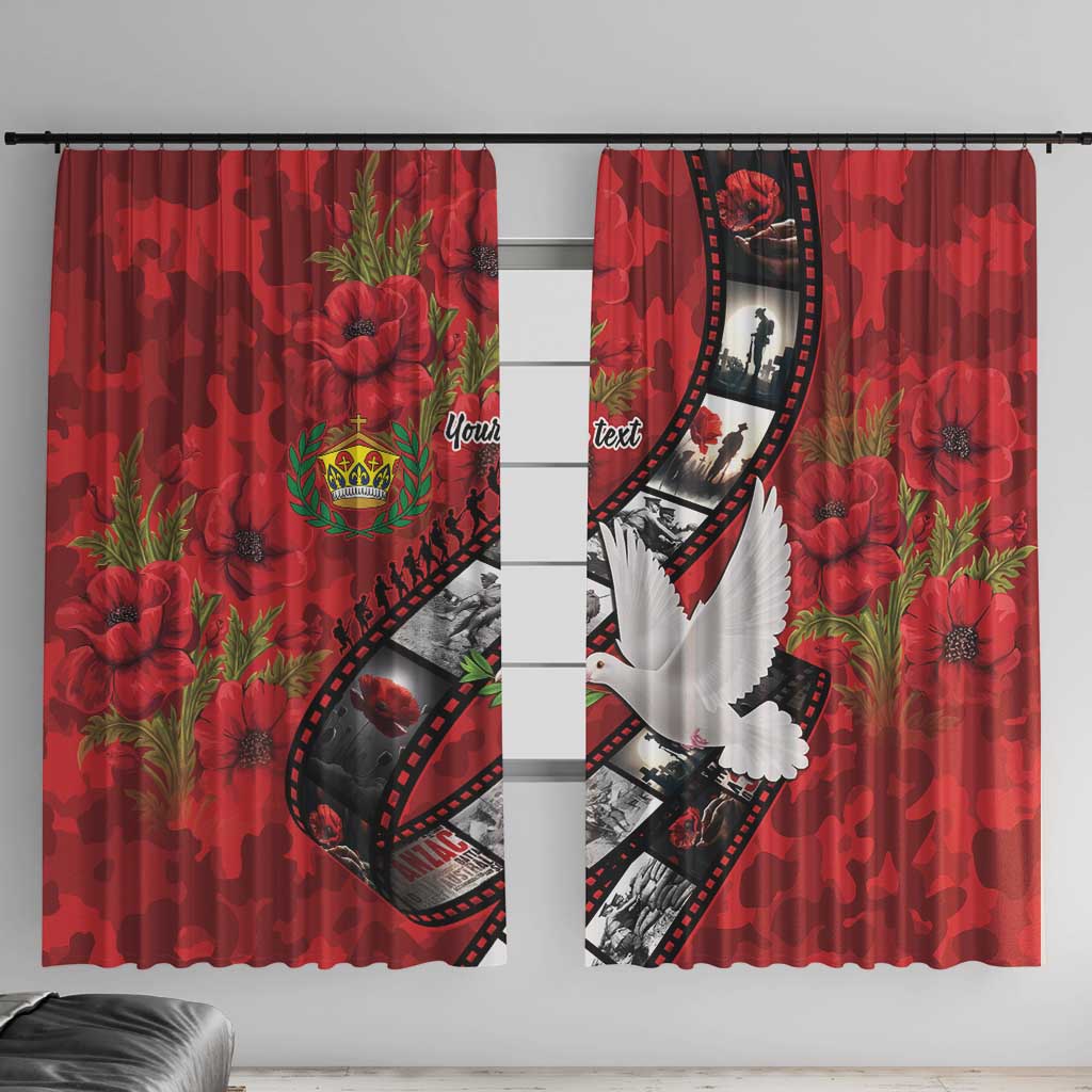 Personalised Tonga ANZAC 1915-2026 Filmstrip Window Curtain Lest We Forget 25 April LT9 With Hooks Red - Polynesian Pride