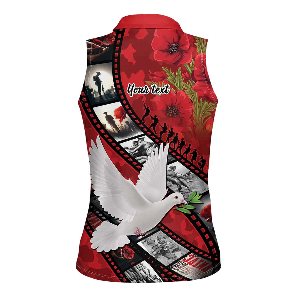 Personalised Tonga ANZAC 1915-2026 Filmstrip Women Sleeveless Polo Shirt Lest We Forget 25 April