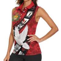 Personalised Tonga ANZAC 1915-2026 Filmstrip Women Sleeveless Polo Shirt Lest We Forget 25 April