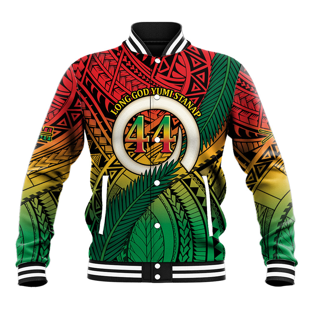 Personalised Vanuatu Yumi 44th Indipendens Dei Baseball Jacket Vanuatuan Broad Tusk with Polynesian Tribal LT9 Unisex Reggae - Polynesian Pride