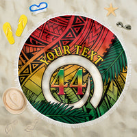Personalised Vanuatu Yumi 44th Indipendens Dei Beach Blanket Vanuatuan Broad Tusk with Polynesian Tribal LT9 One Size 150cm Reggae - Polynesian Pride