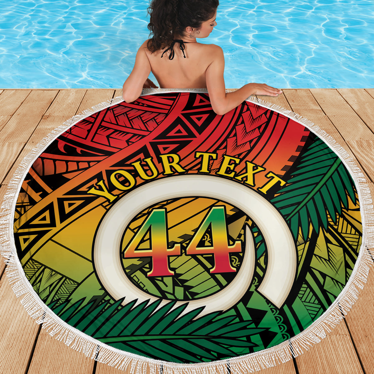 Personalised Vanuatu Yumi 44th Indipendens Dei Beach Blanket Vanuatuan Broad Tusk with Polynesian Tribal LT9 - Polynesian Pride