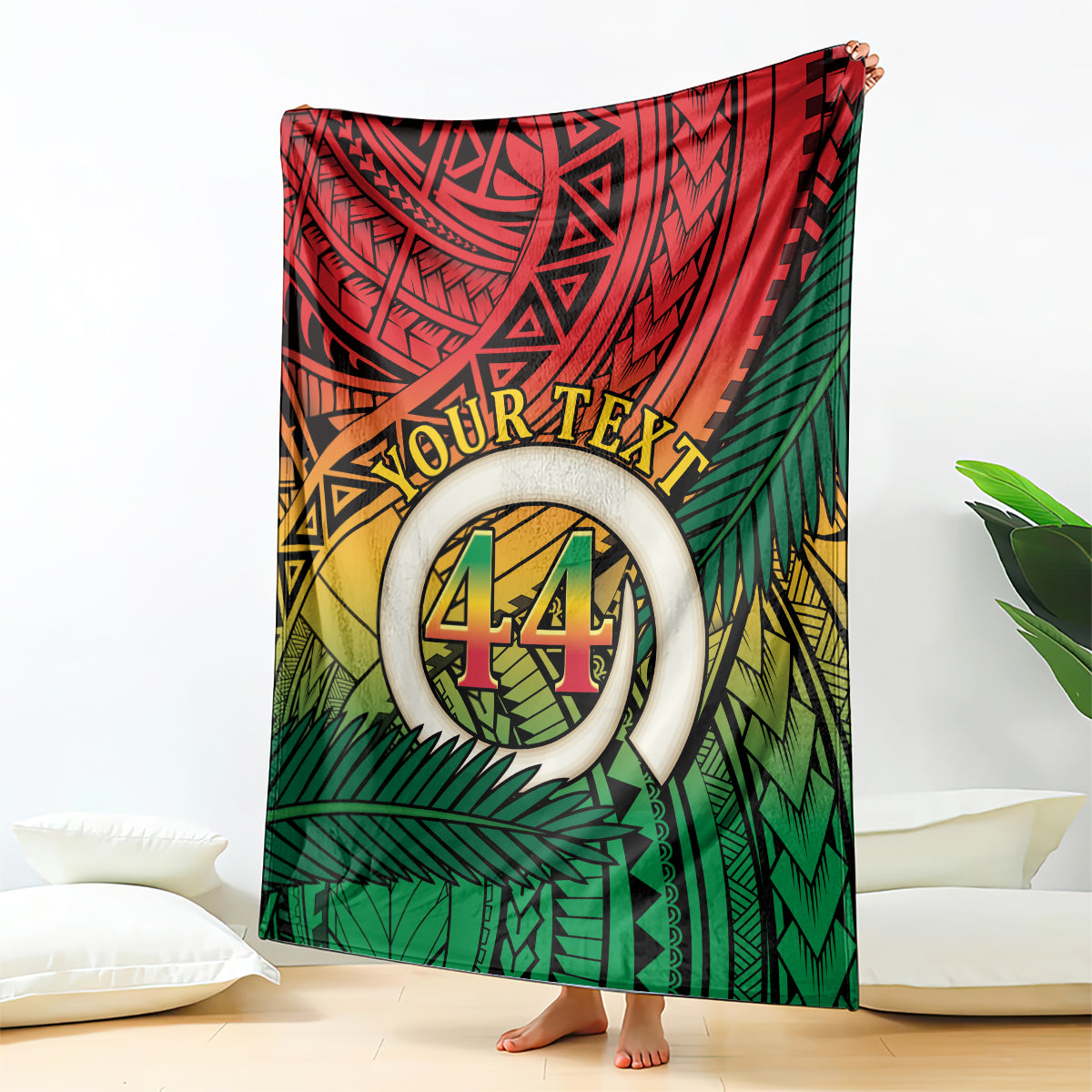 Personalised Vanuatu Yumi 44th Indipendens Dei Blanket Vanuatuan Broad Tusk with Polynesian Tribal LT9 - Polynesian Pride