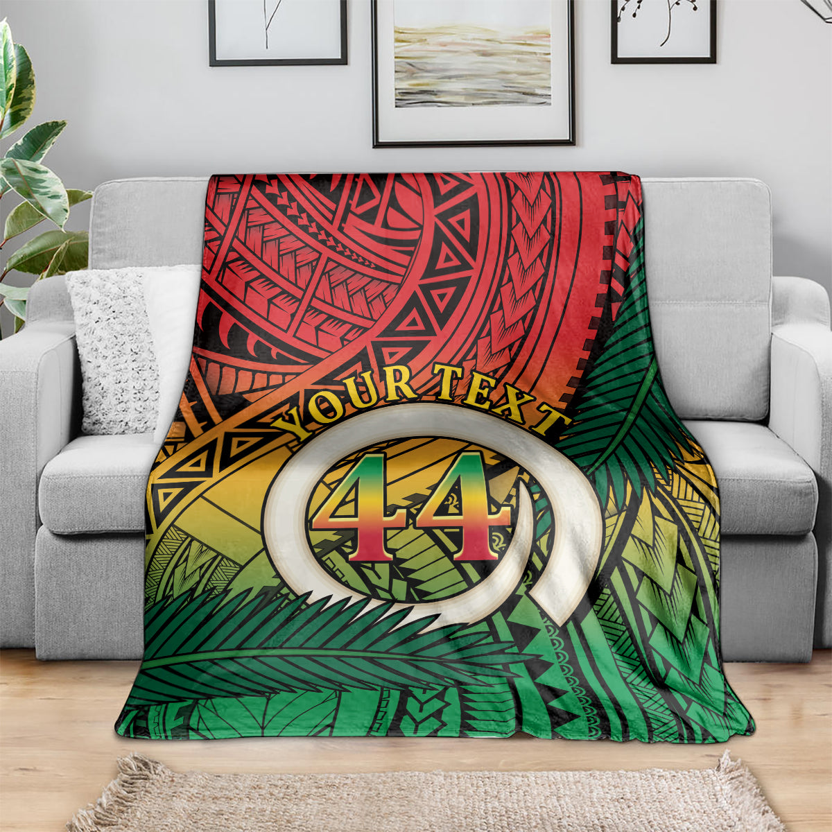 Personalised Vanuatu Yumi 44th Indipendens Dei Blanket Vanuatuan Broad Tusk with Polynesian Tribal LT9 - Polynesian Pride
