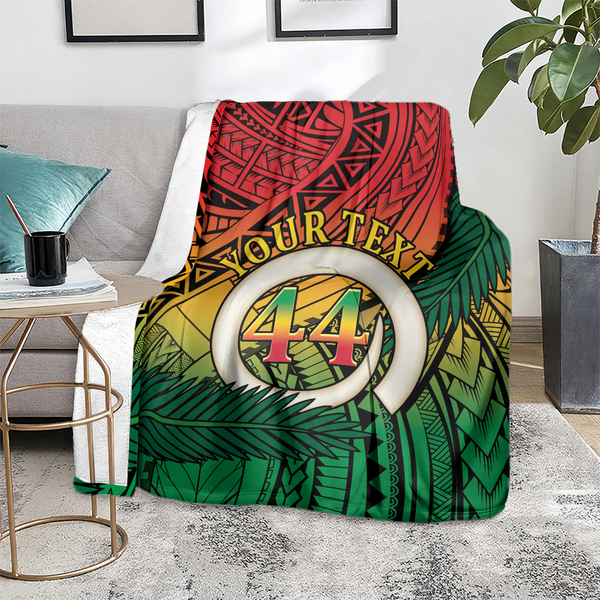 Personalised Vanuatu Yumi 44th Indipendens Dei Blanket Vanuatuan Broad Tusk with Polynesian Tribal LT9 - Polynesian Pride