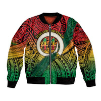 Personalised Vanuatu Yumi 44th Indipendens Dei Bomber Jacket Vanuatuan Broad Tusk with Polynesian Tribal LT9 Unisex Reggae - Polynesian Pride