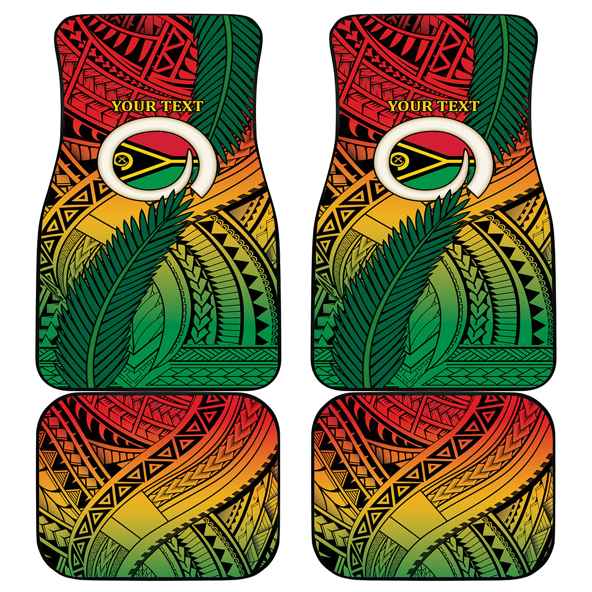 Personalised Vanuatu Yumi 44th Indipendens Dei Car Mats Vanuatuan Broad Tusk with Polynesian Tribal LT9 - Polynesian Pride