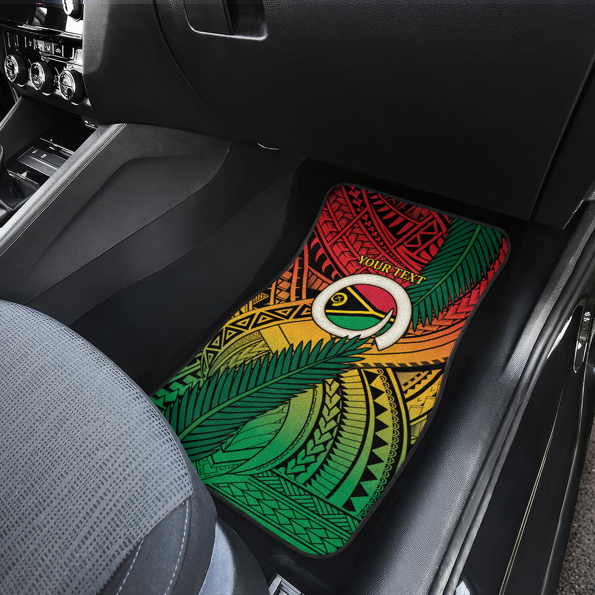 Personalised Vanuatu Yumi 44th Indipendens Dei Car Mats Vanuatuan Broad Tusk with Polynesian Tribal LT9 - Polynesian Pride