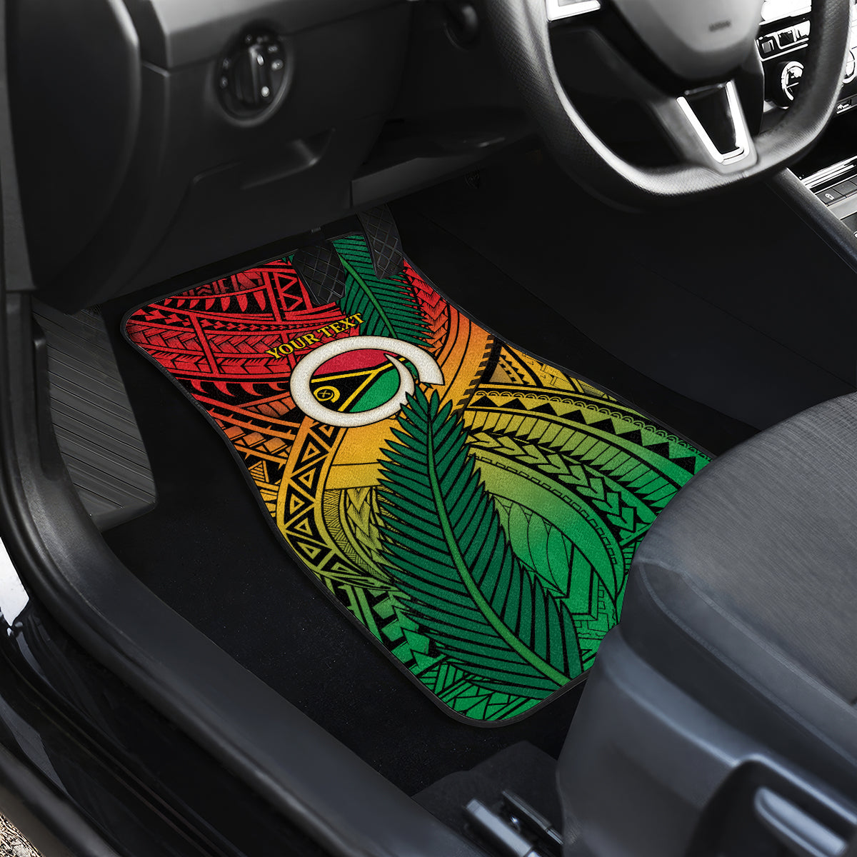 Personalised Vanuatu Yumi 44th Indipendens Dei Car Mats Vanuatuan Broad Tusk with Polynesian Tribal LT9 - Polynesian Pride