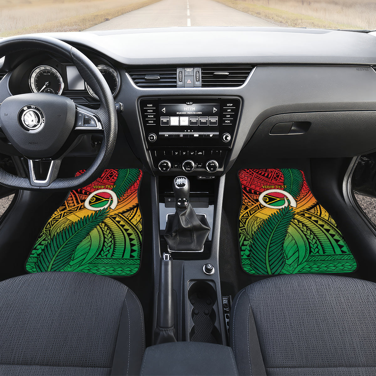 Personalised Vanuatu Yumi 44th Indipendens Dei Car Mats Vanuatuan Broad Tusk with Polynesian Tribal LT9 Set 2pcs - Front Reggae - Polynesian Pride