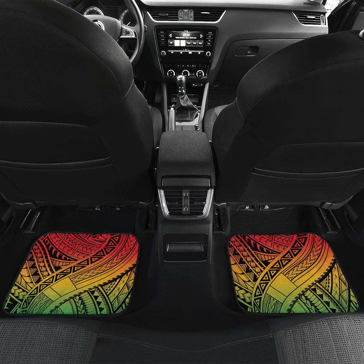 Personalised Vanuatu Yumi 44th Indipendens Dei Car Mats Vanuatuan Broad Tusk with Polynesian Tribal LT9 Set 2pcs - Back Reggae - Polynesian Pride