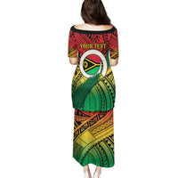 Personalised Vanuatu Yumi 44th Indipendens Dei Family Matching Puletasi and Hawaiian Shirt Vanuatuan Broad Tusk with Polynesian Tribal