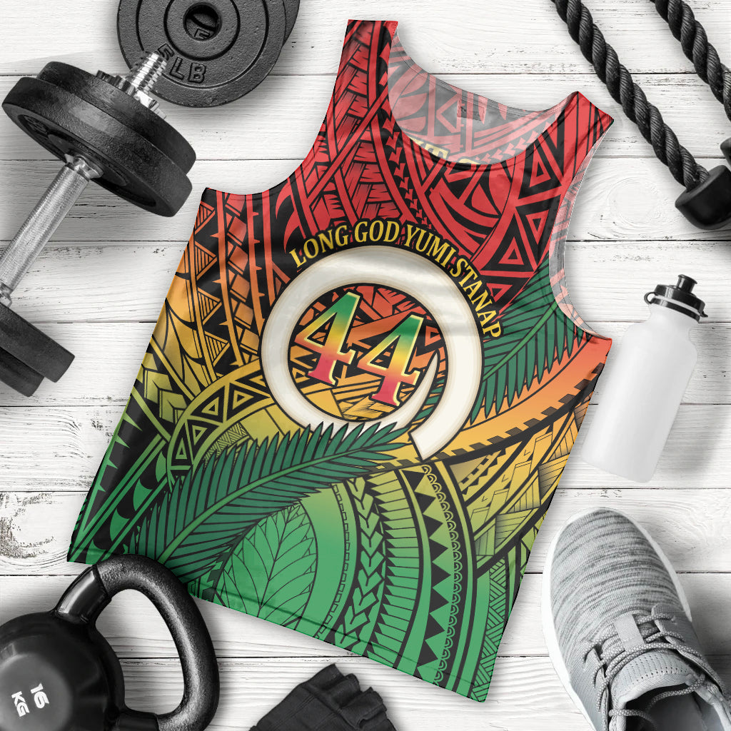 Personalised Vanuatu Yumi 44th Indipendens Dei Men Tank Top Vanuatuan Broad Tusk with Polynesian Tribal LT9 - Polynesian Pride