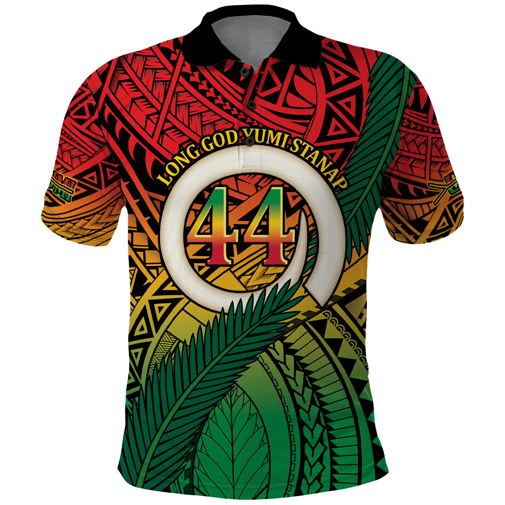 Personalised Vanuatu Yumi 44th Indipendens Dei Polo Shirt Vanuatuan Broad Tusk with Polynesian Tribal