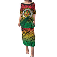 Personalised Vanuatu Yumi 44th Indipendens Dei Puletasi Vanuatuan Broad Tusk with Polynesian Tribal LT9 Long Dress Reggae - Polynesian Pride