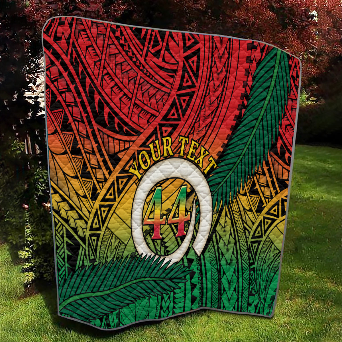 Personalised Vanuatu Yumi 44th Indipendens Dei Quilt Vanuatuan Broad Tusk with Polynesian Tribal