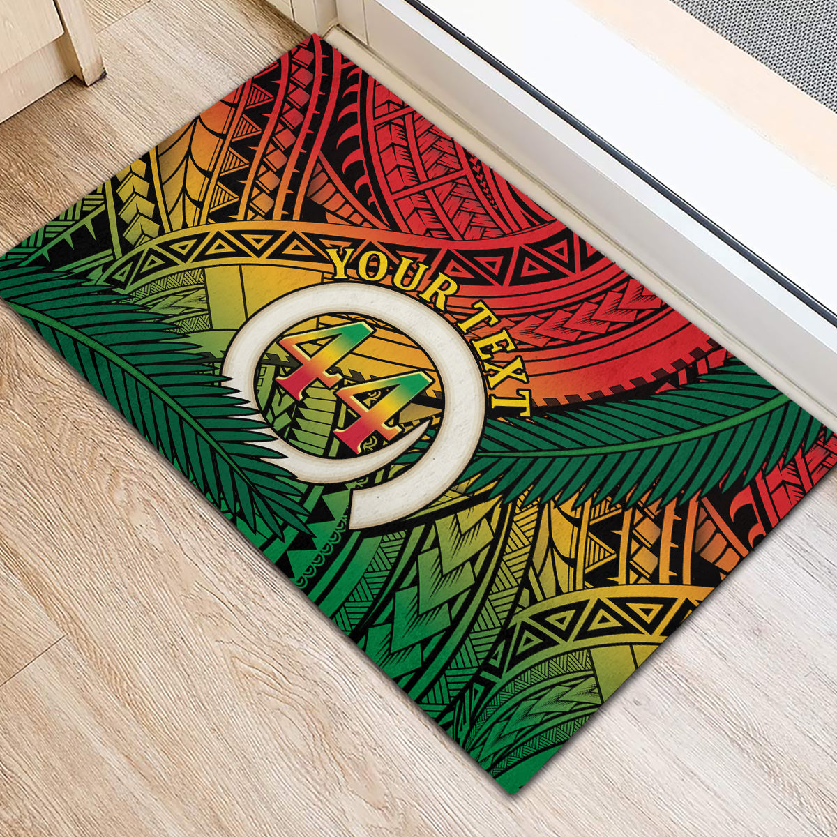 Personalised Vanuatu Yumi 44th Indipendens Dei Rubber Doormat Vanuatuan Broad Tusk with Polynesian Tribal LT9 - Polynesian Pride