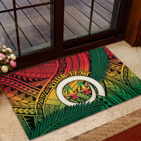 Personalised Vanuatu Yumi 44th Indipendens Dei Rubber Doormat Vanuatuan Broad Tusk with Polynesian Tribal LT9 - Polynesian Pride