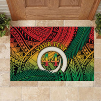 Personalised Vanuatu Yumi 44th Indipendens Dei Rubber Doormat Vanuatuan Broad Tusk with Polynesian Tribal LT9 - Polynesian Pride