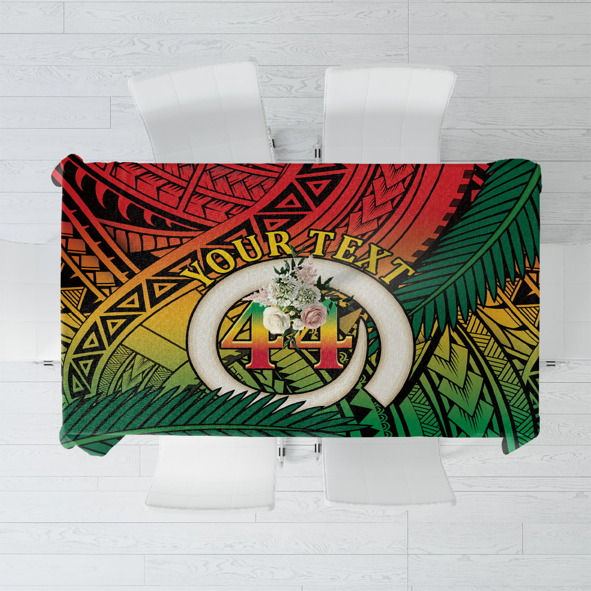 Personalised Vanuatu Yumi 44th Indipendens Dei Tablecloth Vanuatuan Broad Tusk with Polynesian Tribal LT9 Reggae - Polynesian Pride