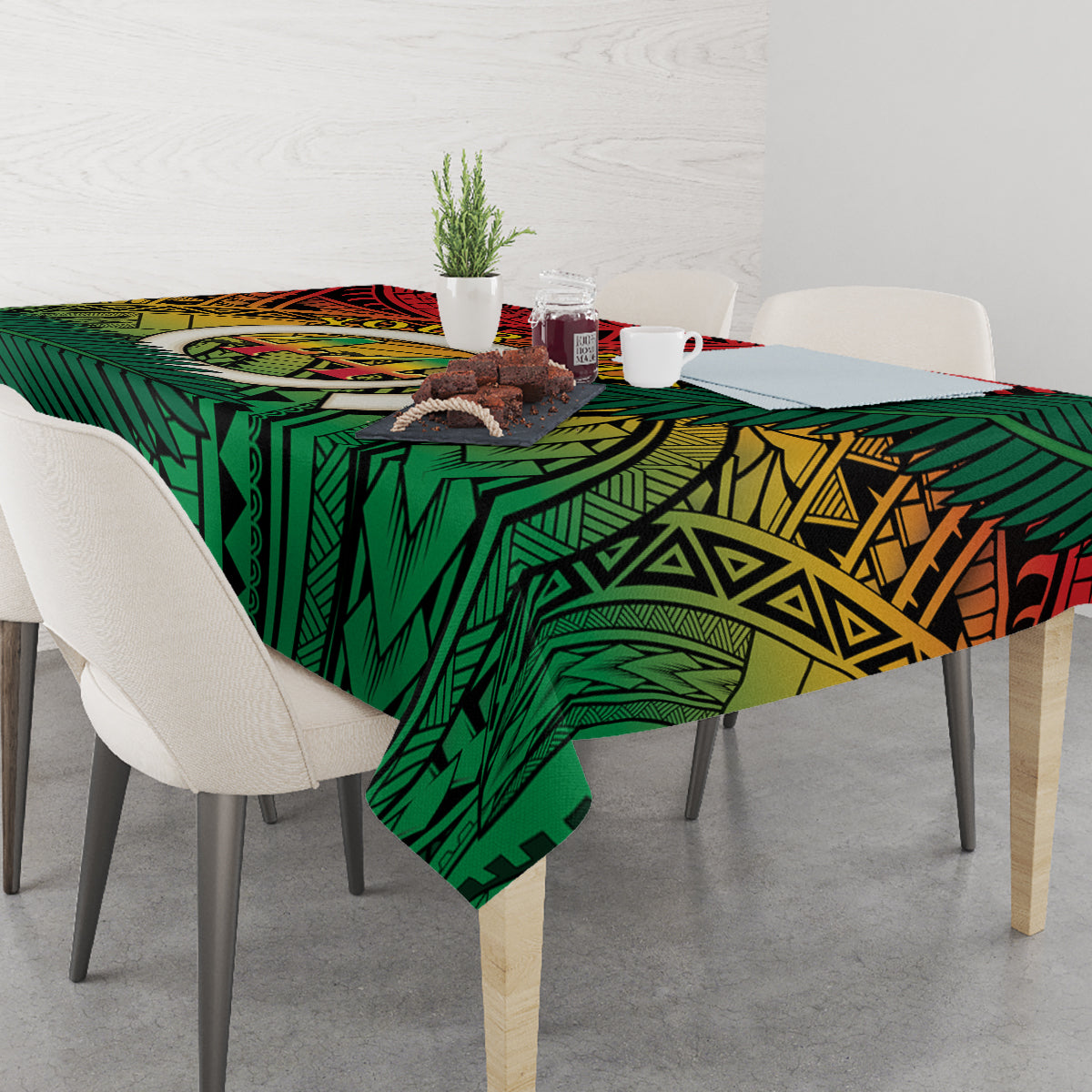 Personalised Vanuatu Yumi 44th Indipendens Dei Tablecloth Vanuatuan Broad Tusk with Polynesian Tribal LT9 - Polynesian Pride
