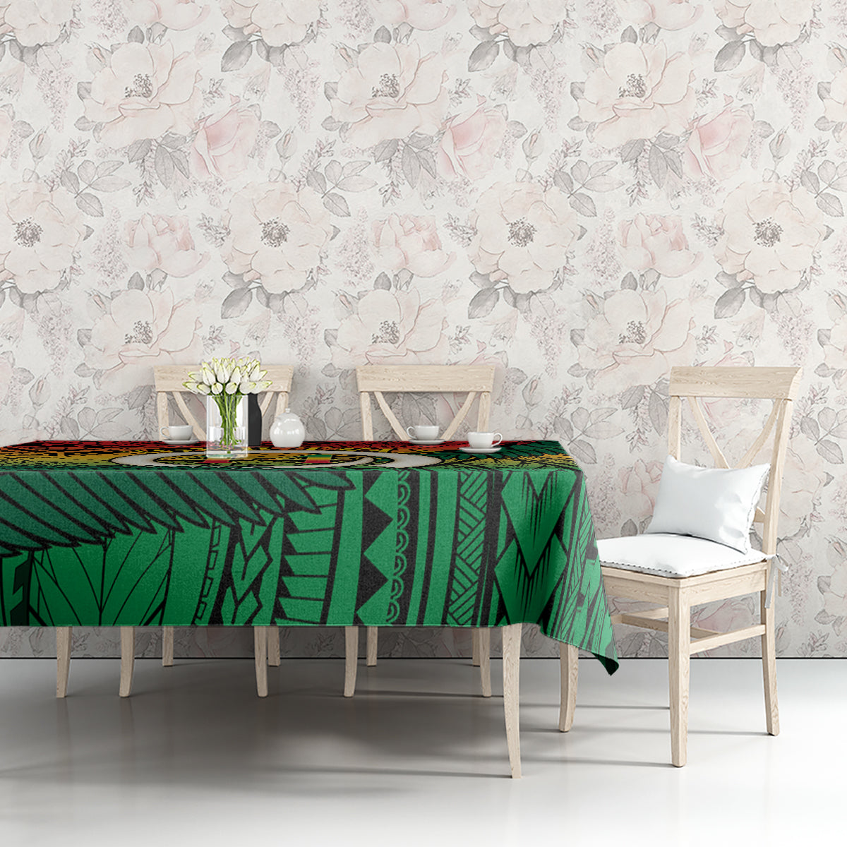 Personalised Vanuatu Yumi 44th Indipendens Dei Tablecloth Vanuatuan Broad Tusk with Polynesian Tribal LT9 - Polynesian Pride
