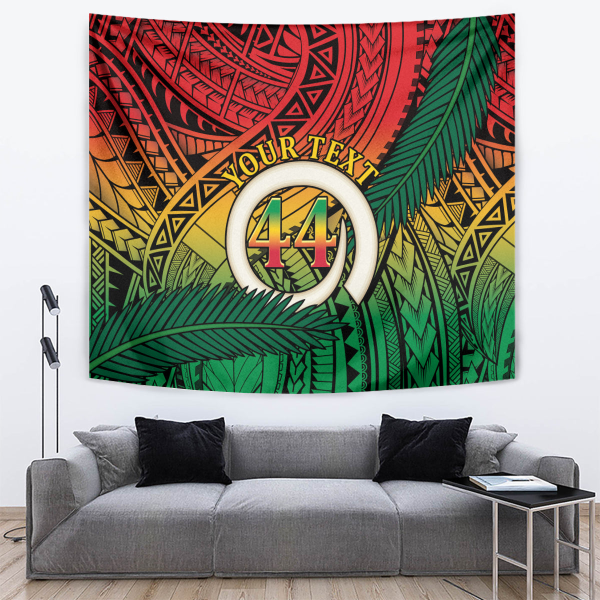 Personalised Vanuatu Yumi 44th Indipendens Dei Tapestry Vanuatuan Broad Tusk with Polynesian Tribal