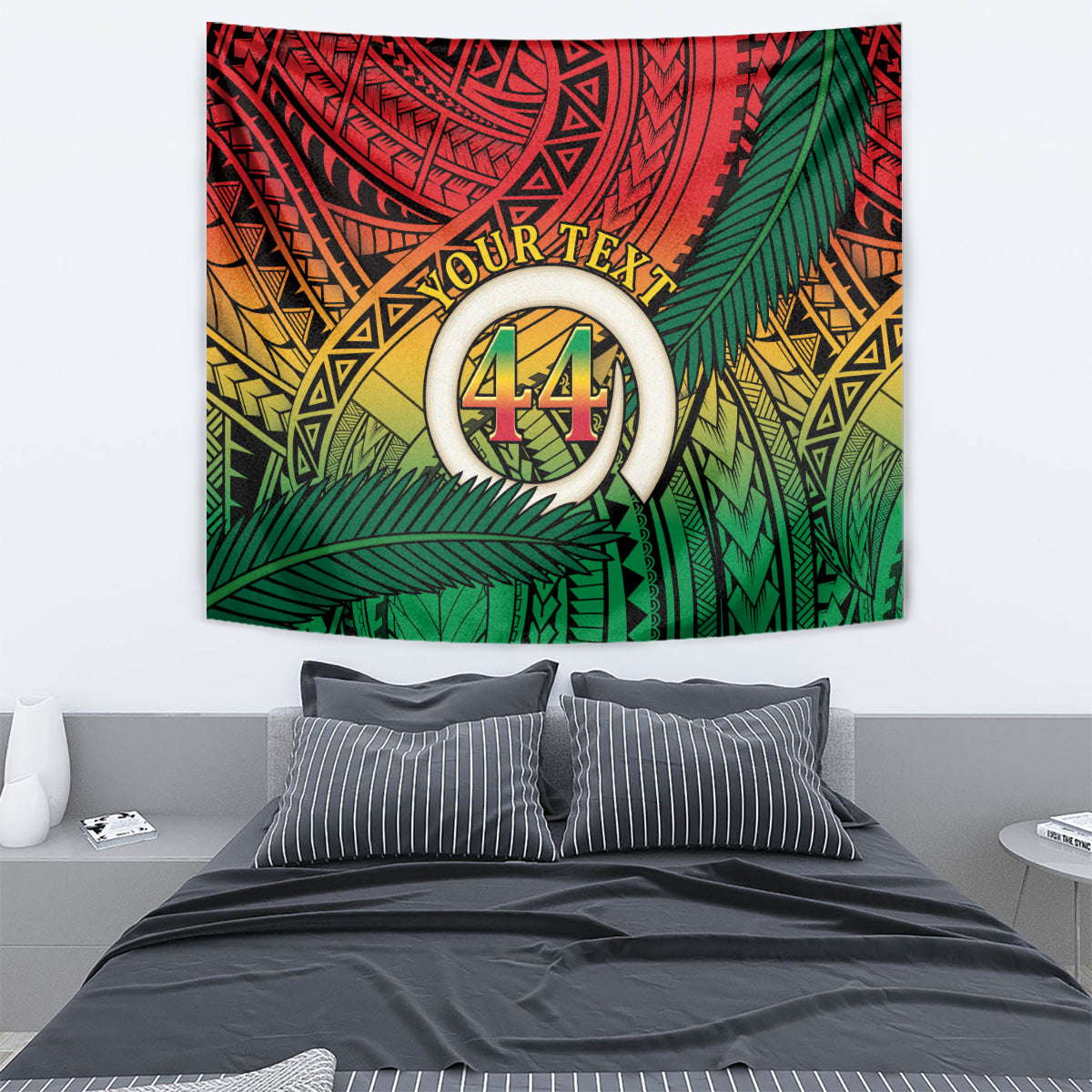 Personalised Vanuatu Yumi 44th Indipendens Dei Tapestry Vanuatuan Broad Tusk with Polynesian Tribal LT9 - Polynesian Pride