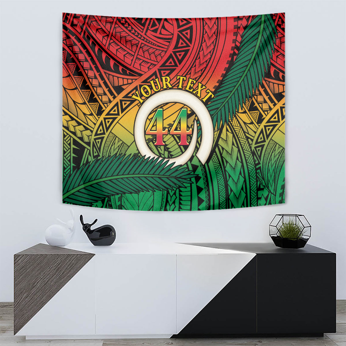 Personalised Vanuatu Yumi 44th Indipendens Dei Tapestry Vanuatuan Broad Tusk with Polynesian Tribal LT9 - Polynesian Pride