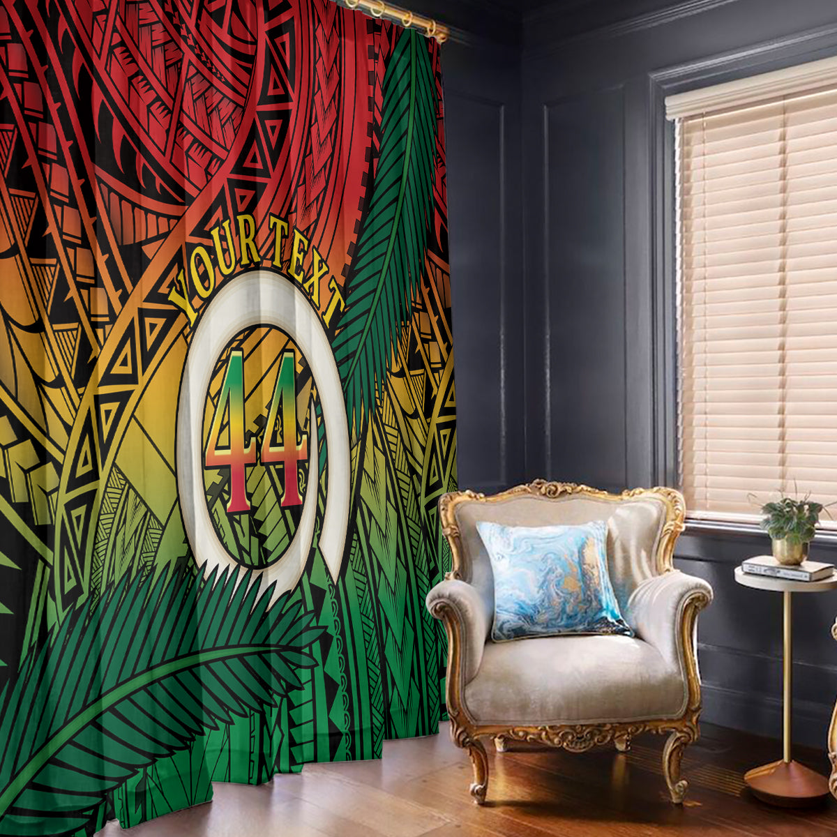Personalised Vanuatu Yumi 44th Indipendens Dei Window Curtain Vanuatuan Broad Tusk with Polynesian Tribal LT9 - Polynesian Pride