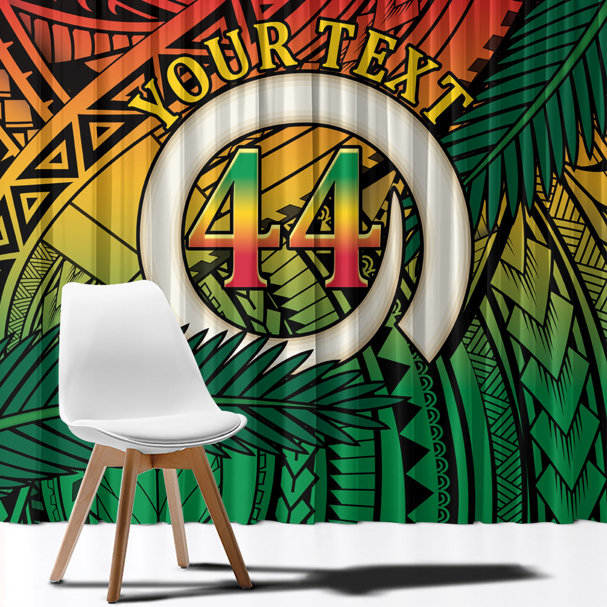 Personalised Vanuatu Yumi 44th Indipendens Dei Window Curtain Vanuatuan Broad Tusk with Polynesian Tribal LT9 - Polynesian Pride