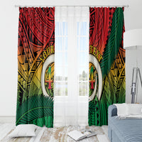Personalised Vanuatu Yumi 44th Indipendens Dei Window Curtain Vanuatuan Broad Tusk with Polynesian Tribal LT9 - Polynesian Pride