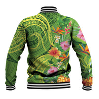 Polynesian Tribal Flower Tattoo Baseball Jacket Special Lime Green Vibe LT9 - Polynesian Pride