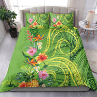 Polynesian Tribal Flower Tattoo Bedding Set Special Lime Green Vibe LT9 - Polynesian Pride