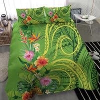 Polynesian Tribal Flower Tattoo Bedding Set Special Lime Green Vibe LT9 - Polynesian Pride