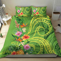 Polynesian Tribal Flower Tattoo Bedding Set Special Lime Green Vibe LT9 - Polynesian Pride