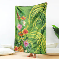 Polynesian Tribal Flower Tattoo Blanket Special Lime Green Vibe LT9 - Polynesian Pride