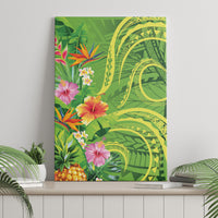 Polynesian Tribal Flower Tattoo Canvas Wall Art Special Lime Green Vibe LT9 - Polynesian Pride