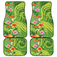 Polynesian Tribal Flower Tattoo Car Mats Special Lime Green Vibe LT9 - Polynesian Pride