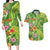 Polynesian Tribal Flower Tattoo Couples Matching Long Sleeve Bodycon Dress and Hawaiian Shirt Special Lime Green Vibe