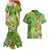 Polynesian Tribal Flower Tattoo Couples Matching Mermaid Dress and Hawaiian Shirt Special Lime Green Vibe