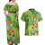 Polynesian Tribal Flower Tattoo Couples Matching Off Shoulder Maxi Dress and Hawaiian Shirt Special Lime Green Vibe