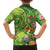 Polynesian Tribal Flower Tattoo Family Matching Long Sleeve Bodycon Dress and Hawaiian Shirt Special Lime Green Vibe